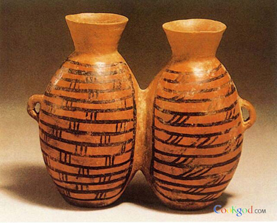 史前时期酒具：彩陶双联壶